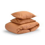 Beddgin Set „Classic orange“. Orange bedding sets, 140x200 cm. Solid brown bedding set for a cozy bedroom.