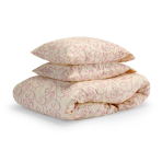 Premium Sateen Bedding Set „Pink curls“. Pink bedding, 160x200 cm, 200x200 cm, 200x220 cm