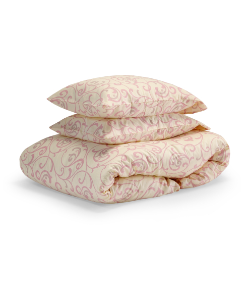 Premium Sateen Bedding Set „Pink curls“. Satin bedding sets