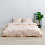 Premium Sateen Bedding Set „Pink curls“. Pink bedding, 160x200 cm, 200x200 cm, 200x220 cm