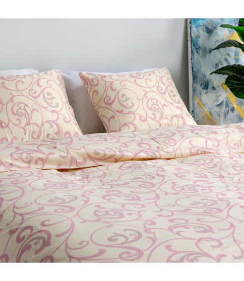 Premium Sateen Bedding Set „Pink curls“. Satin bedding sets