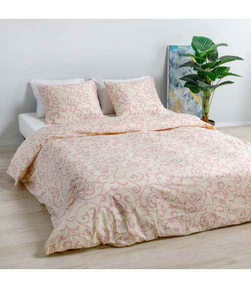 Premium Sateen Bedding Set „Pink curls“. Satin bedding sets