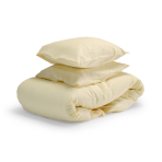 Cotton seersucker bedding set „Kora Yellow“. Bedding sets 155x200, 140x200 cm, 150x200 cm, 160x200 cm, 180x200 cm, 200x200 cm, 200x220 cm, 220x240 cm. Light yellow bedding set