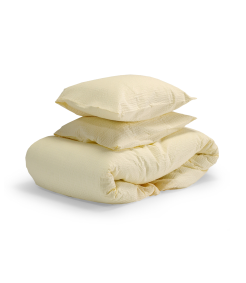 Cotton seersucker bedding set „Kora Yellow“. Cotton bedding sets