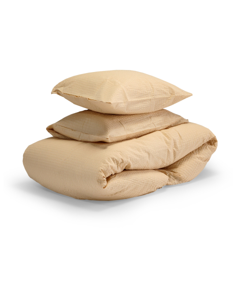 Cotton seersucker bedding set „Kora Peach“. Cotton bedding sets