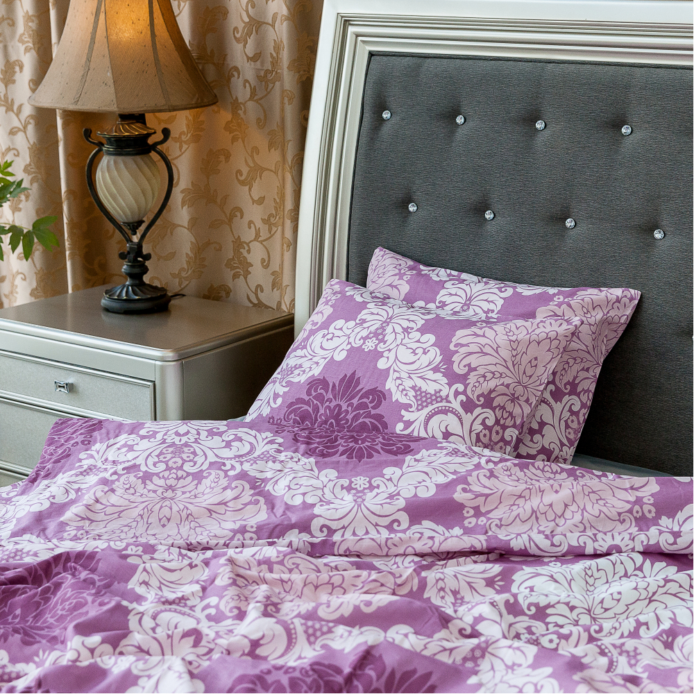 Bedding Set „Mona purple“. Cotton bedding sets, 140x200 cm