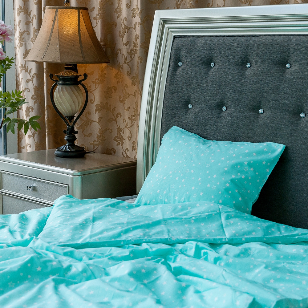 Bedding Set „Green Stars“. Kids bedding, 140x200 cm