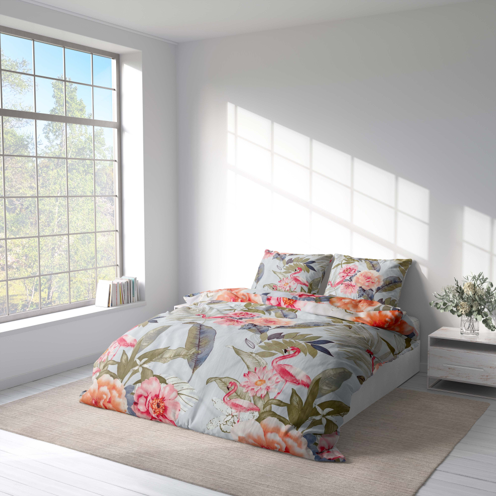 Bedding Set „Flamingo“. Patterned bedding sets, 140x200 cm