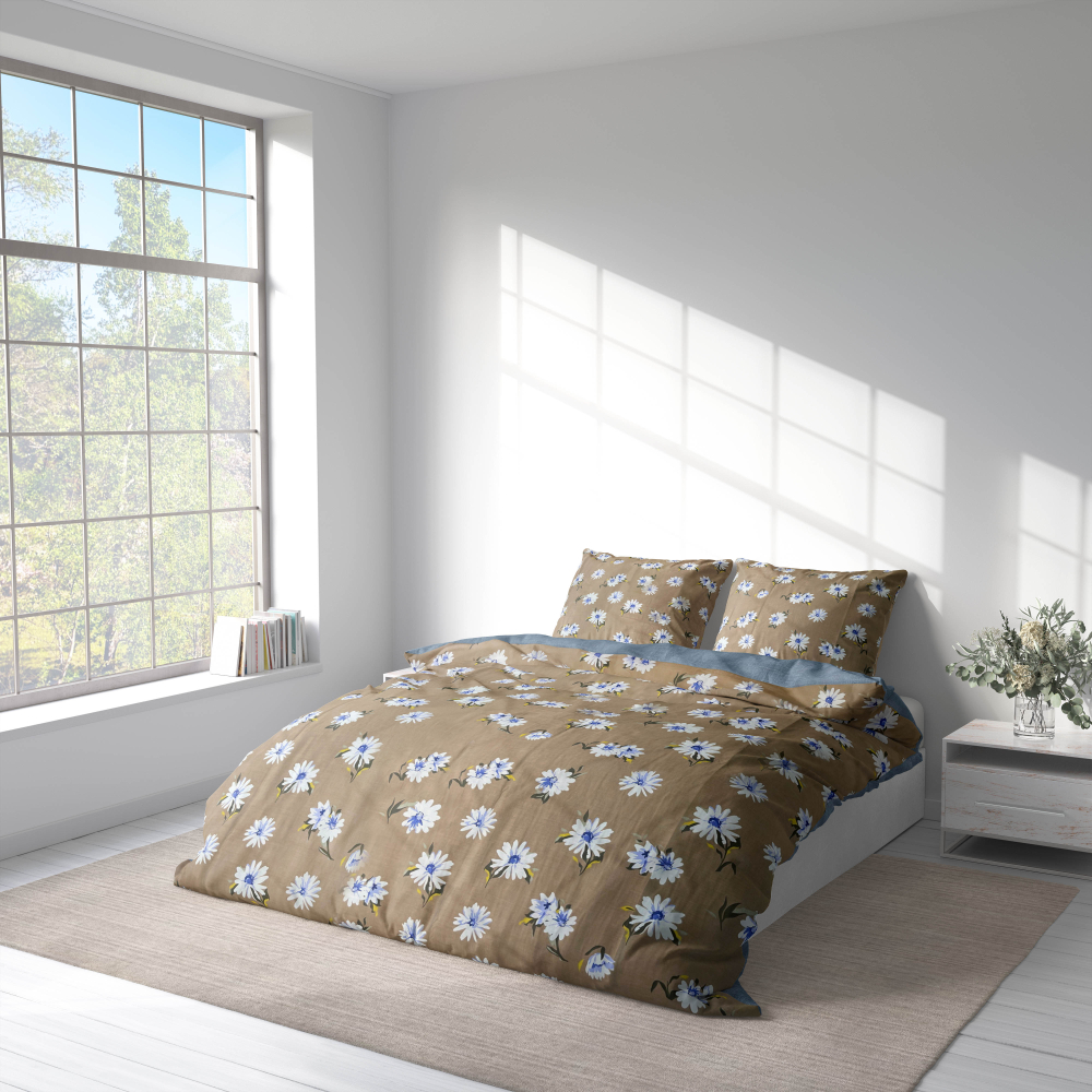 Premium Sateen Bedding Set „Florado“. Bedding sets with plants, 140x200 cm, 150x200 cm, 160x200 cm, 180x200 cm, 200x200 cm, 200x220 cm