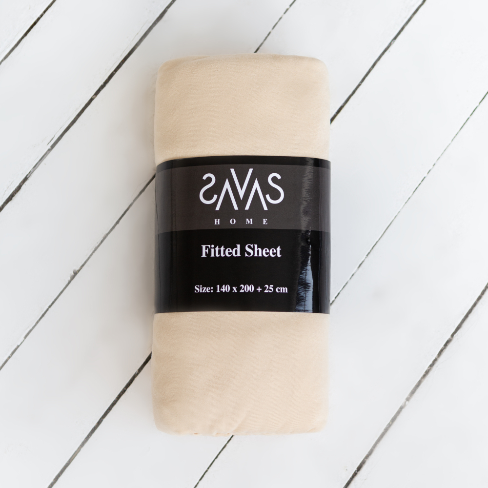 Jersey fitted sheet “Sand”. Fitted sheets 180x200, 90x200 cm, 140x200 cm, 160x200 cm, 180x200 cm, 200x220 cm. Soft fitted sheet with elastic that hugs the mattress snugly.