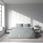 Bedding Set „Harbor“. Bedding sets 155x200, 140x200 cm, 150x200 cm, 160x200 cm, 200x200 cm, 200x220 cm, 220x240 cm. Elegant light grey bedding set, providing a chic and neutral touch to any bedroom.