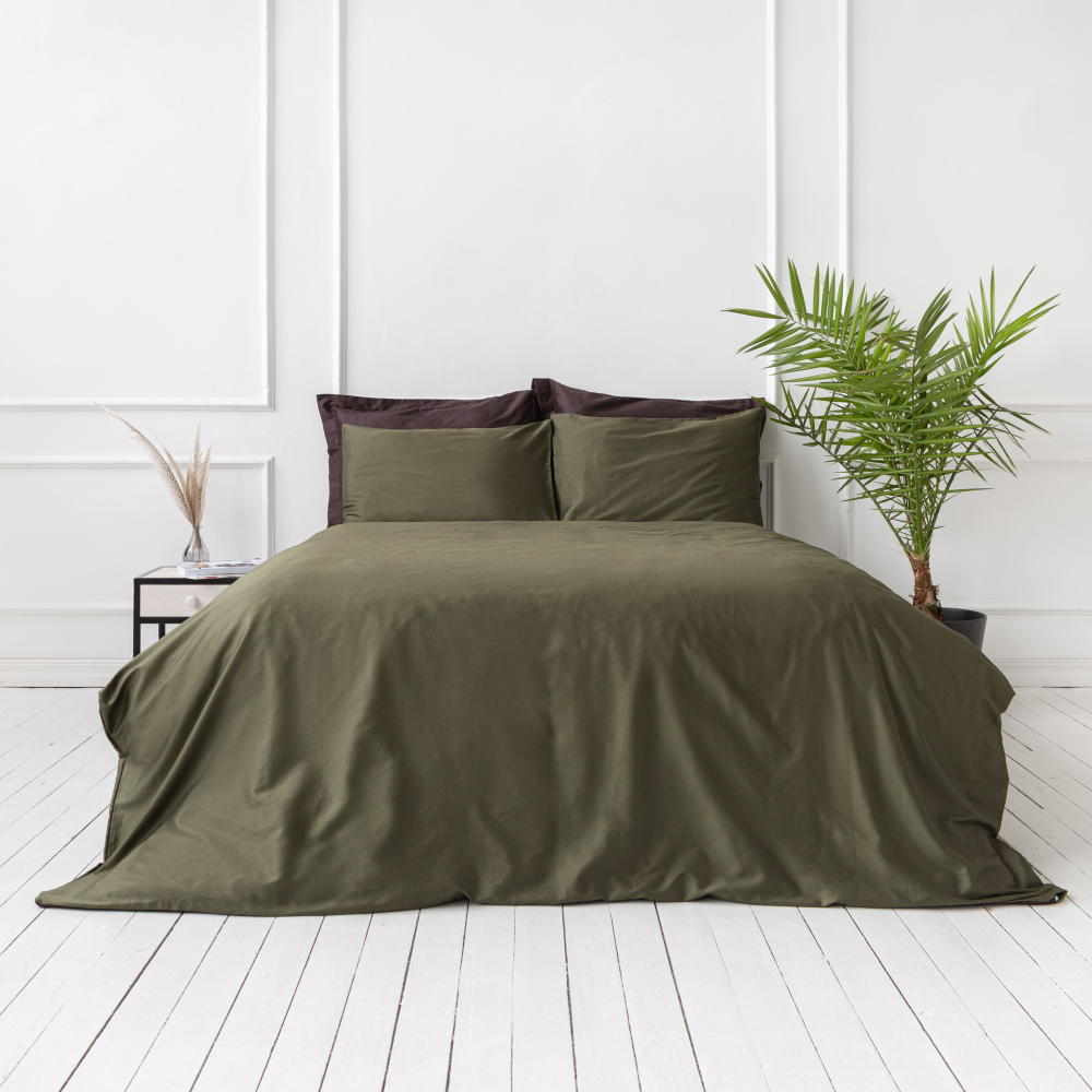 Premium Sateen Bedding Set „Moss green“. Bedding sets 150x200, 140x200 cm, 150x200 cm, 160x200 cm, 180x200 cm, 200x200 cm, 200x220 cm, 220x240 cm