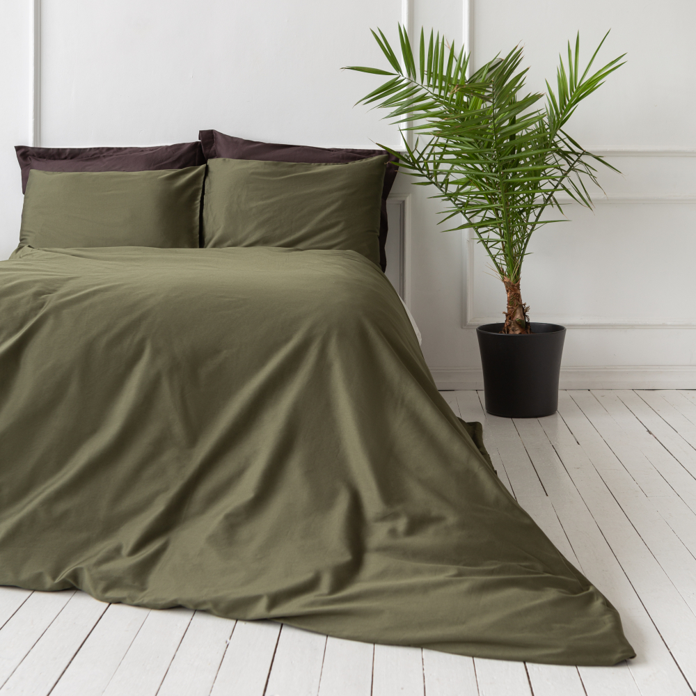 Premium Sateen Bedding Set „Moss green“. Bedding sets 150x200, 140x200 cm, 150x200 cm, 160x200 cm, 180x200 cm, 200x200 cm, 200x220 cm, 220x240 cm