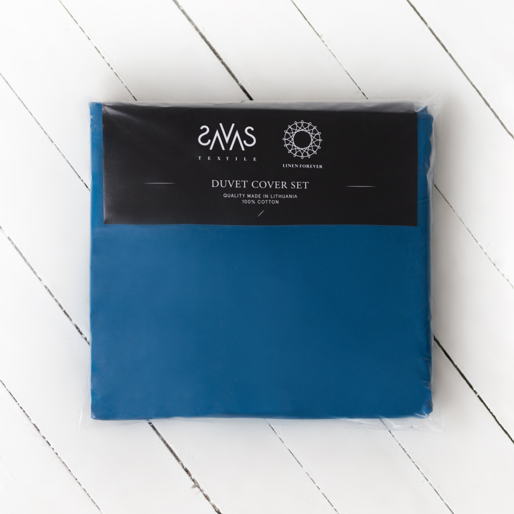 Premium Sateen Bedding Set „Turquoise“. Blue bedding sets, 200x200 cm