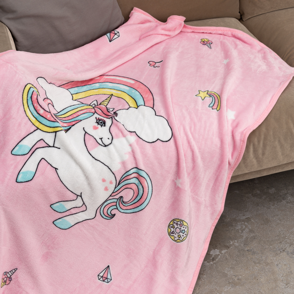 Kids’ blanket „Unicorn“. Kids bedding, 100x150 cm