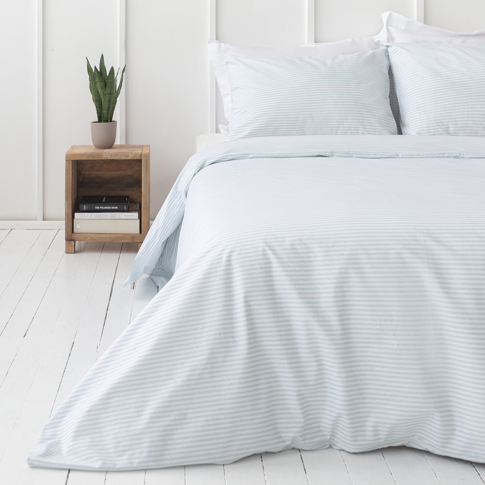 Bedding Set „Arctic stripes“. Cotton bedding sets, 140x200 cm, 160x200 cm. Three-piece solid bedding set with a minimalist look.