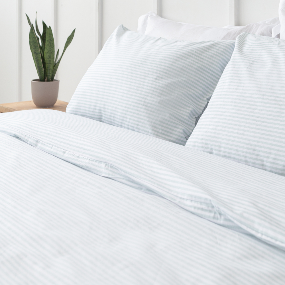 Bedding Set „Arctic stripes“. Cotton bedding sets, 140x200 cm, 160x200 cm. Classic light bedding for a clean and cozy sleep.