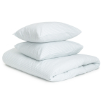Bedding Set „Arctic stripes“. Cotton bedding sets, 140x200 cm, 160x200 cm. Light blue or white solid bedding set