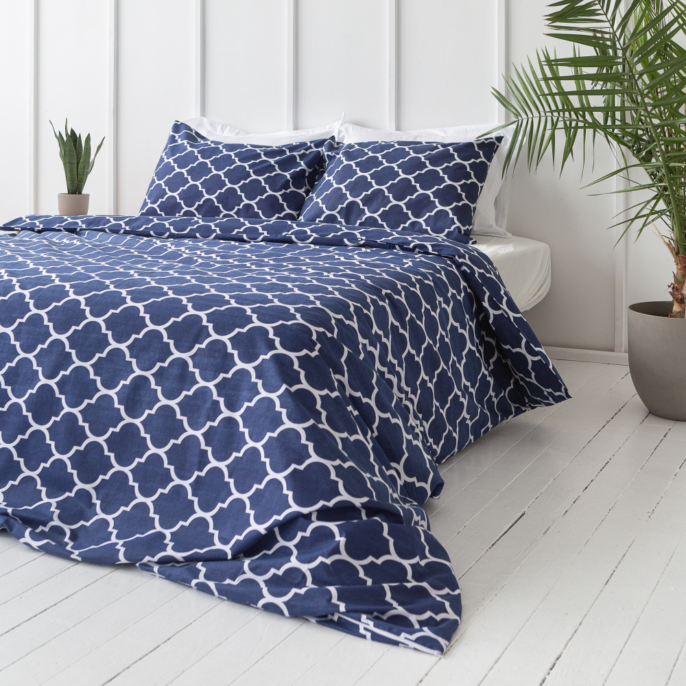 Bedding Set „Morocco dark blue“. Blue bedding sets, 140x200 cm