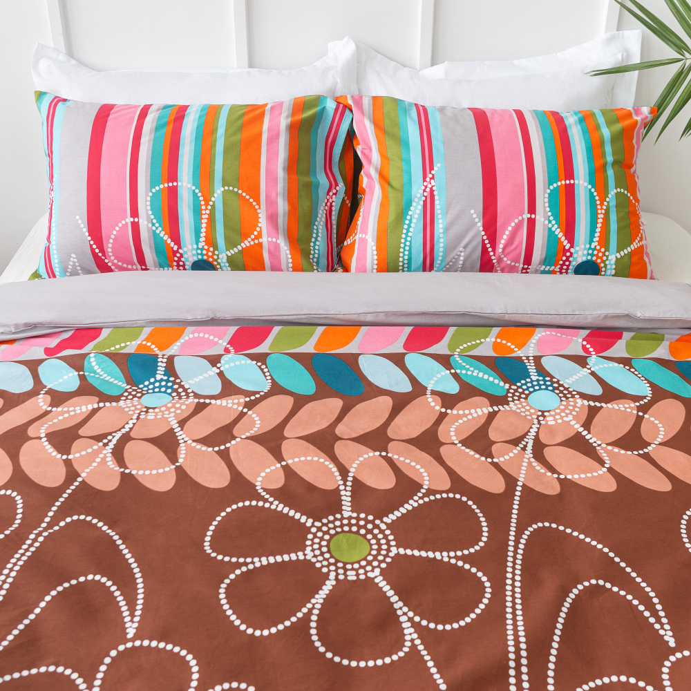 Bedding Set „Autumn“. Cotton bedding sets, 140x200 cm. Cheerful design with geometric elements