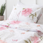 Bedding Set „Bloom“. Bedding sets with plants, 140x200 cm. Romantic bedding with pink blossoms
