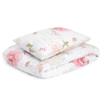 Bedding Set „Bloom“. Bedding sets with plants, 140x200 cm. White bedding set with pink floral pattern