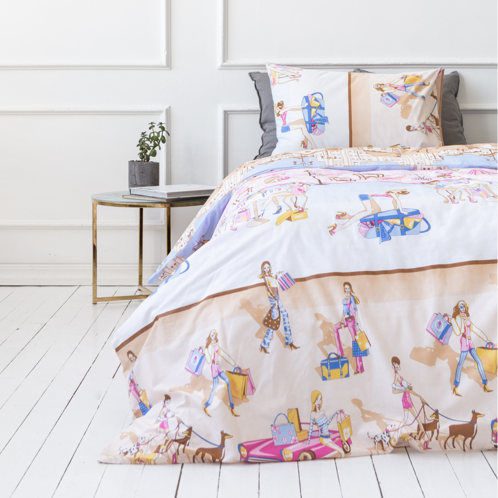 Children’s Bedding Set „Shopping”. Patterned bedding sets, 140x200 cm, 160x200 cm