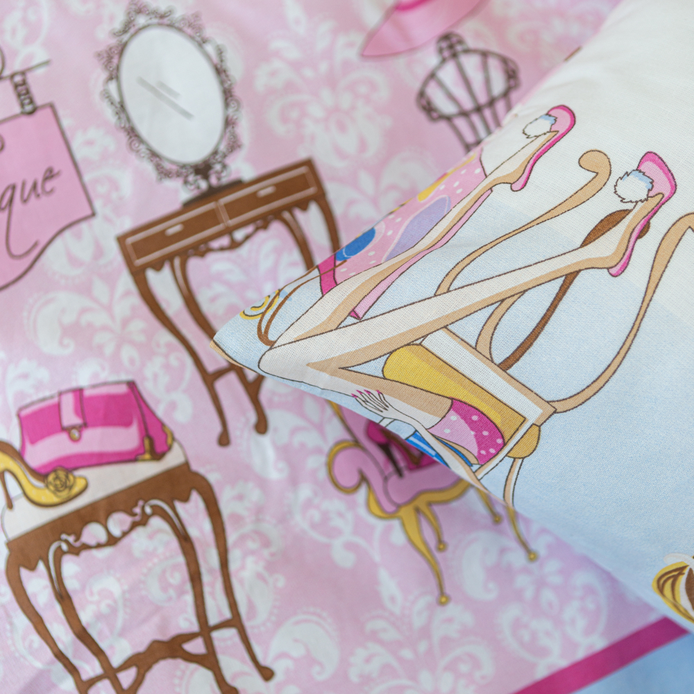 Children’s Bedding Set „Shopping”. Patterned bedding sets, 140x200 cm, 160x200 cm