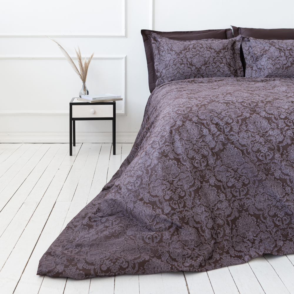 Premium Sateen Bedding Set „Cacao“. Satin bedding sets, 200x220 cm