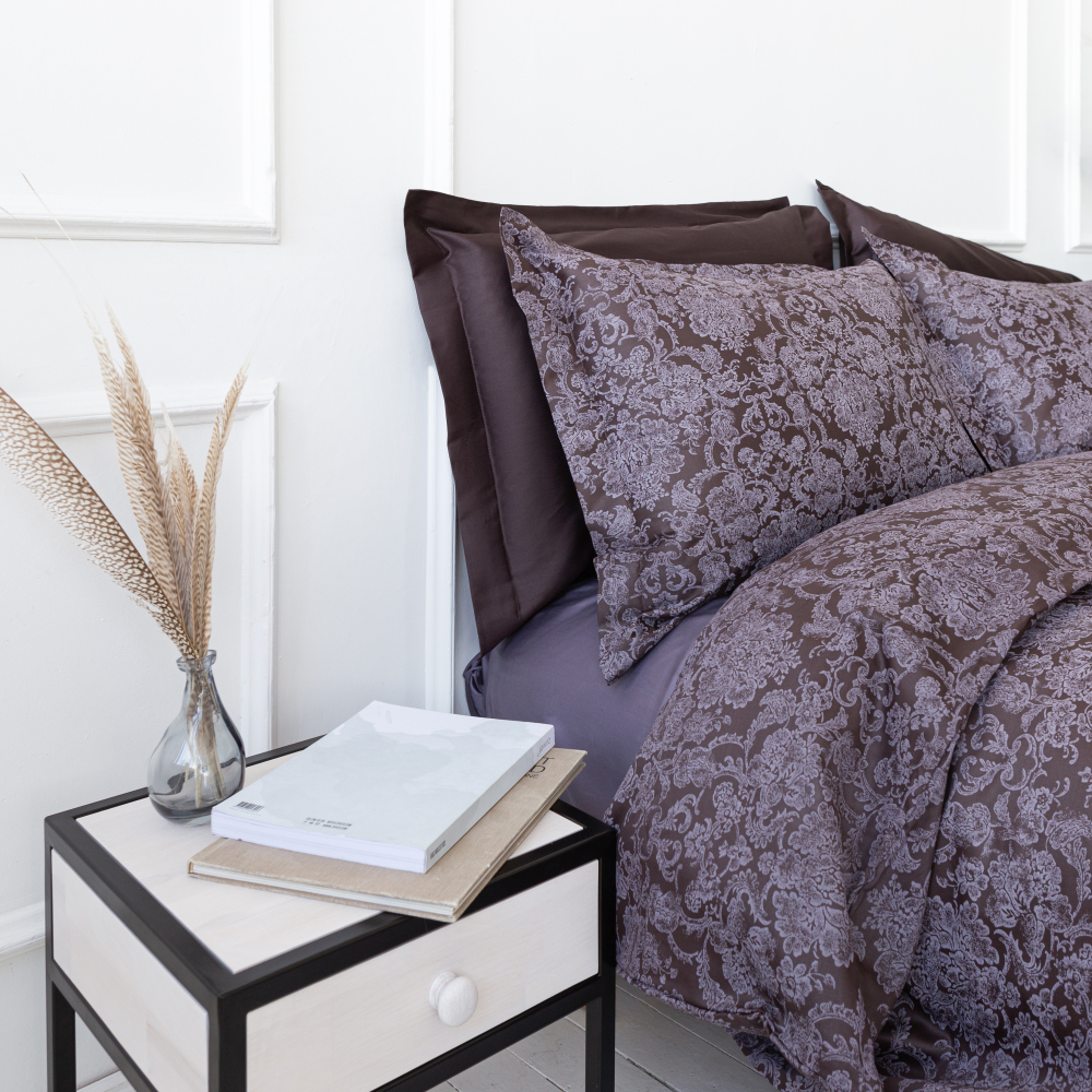 Premium Sateen Bedding Set „Cacao“. Satin bedding sets, 200x220 cm