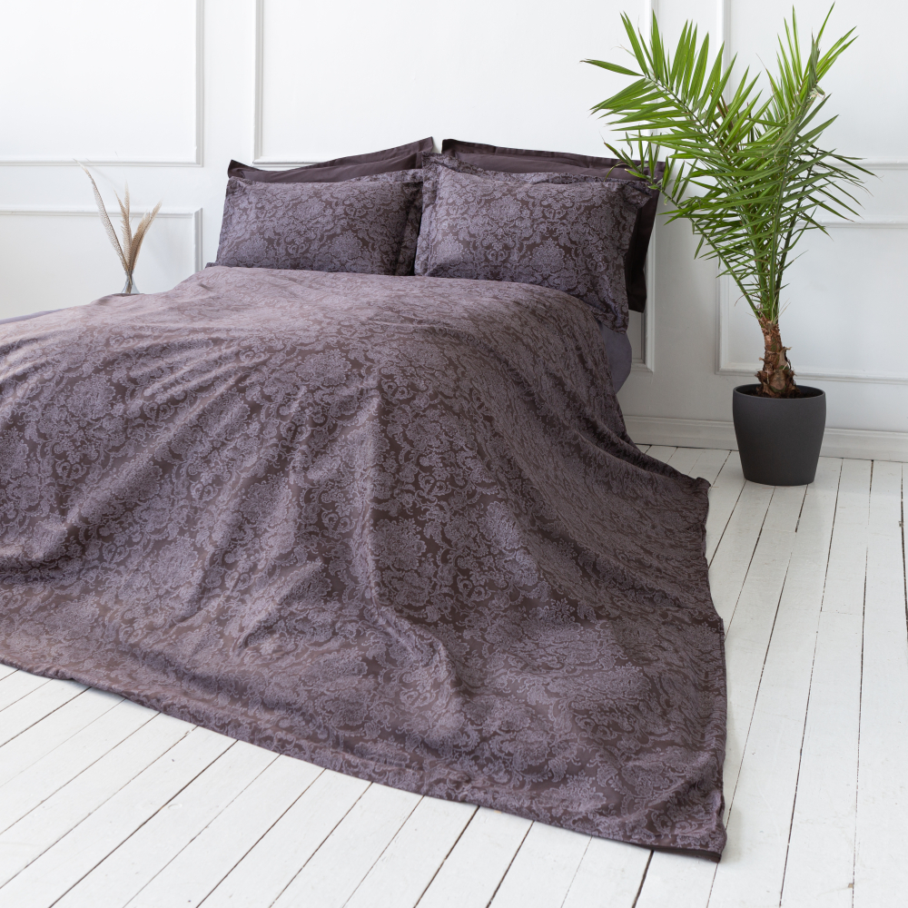 Premium Sateen Bedding Set „Cacao“. Satin bedding sets, 200x220 cm