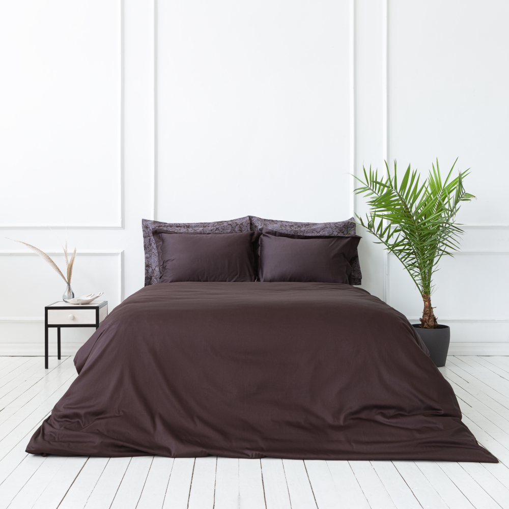 Premium Sateen Bedding Set „Chocolate“. Brown bedding sets, 140x200 cm, 200x200 cm, 200x220 cm