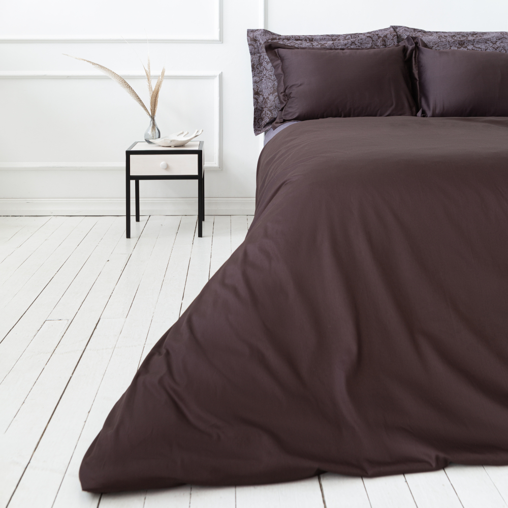 Premium Sateen Bedding Set „Chocolate“. Brown bedding sets, 140x200 cm, 200x200 cm, 200x220 cm