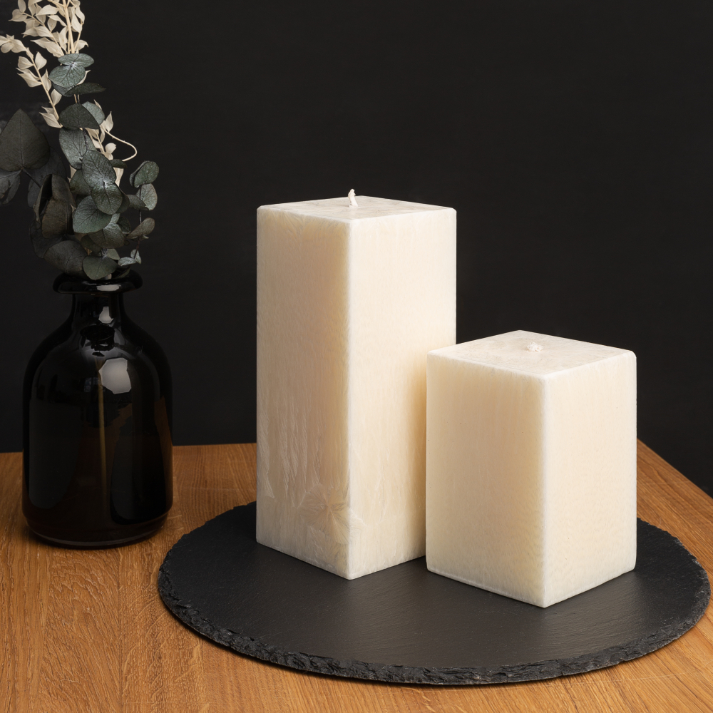 Handmade square candle “Frost”, 1 piece.