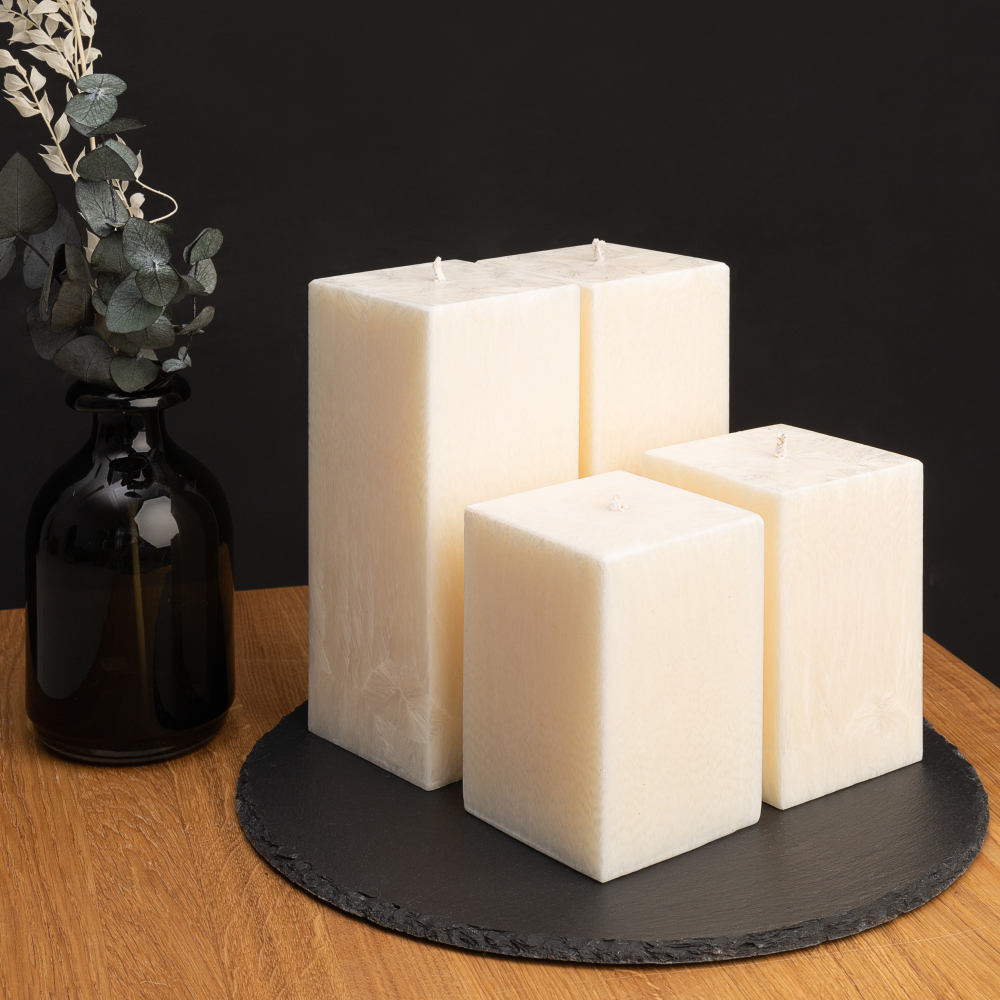 Handmade square candle “Frost”, 1 piece.