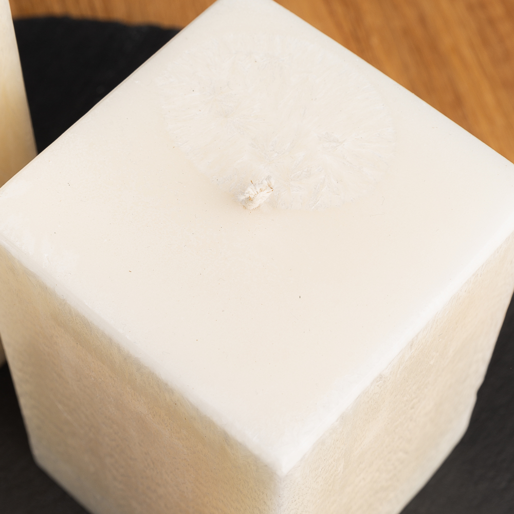 Handmade square candle “Frost”, 1 piece.