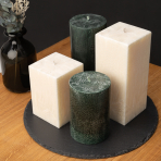 Handmade round candle “Emerald”, 1 piece.