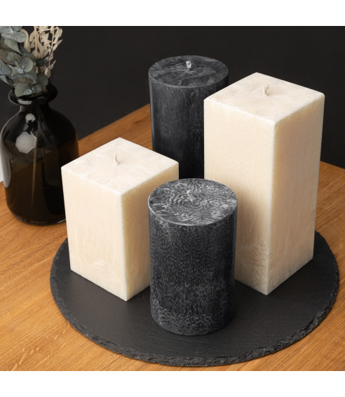Handmade round candle “Onyx”, 1 piece. Candles