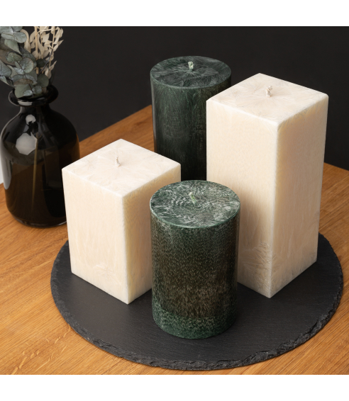 Handmade round candle “Emerald”, 1 piece.. Candles