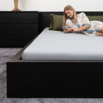 Jersey fitted sheet “Grey”. Fitted sheets 180x200, 90x200 cm, 140x200 cm, 160x200 cm, 180x200 cm, 200x220 cm. Grey fitted sheet – a practical and stylish choice for any bedroom.