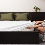 Satin fitted sheet "Classic White", 90x200 cm, 140x200 cm, 160x200 cm, 180x200 cm