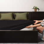 Satin fitted sheet "Midnight", 140x200 cm, 160x200 cm