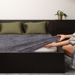 Satin Fitted Sheet „Cacao light“, 160x200 cm