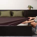 Satin Fitted Sheet „Chocolate“, 90x200 cm, 140x200 cm, 160x200 cm, 180x200 cm