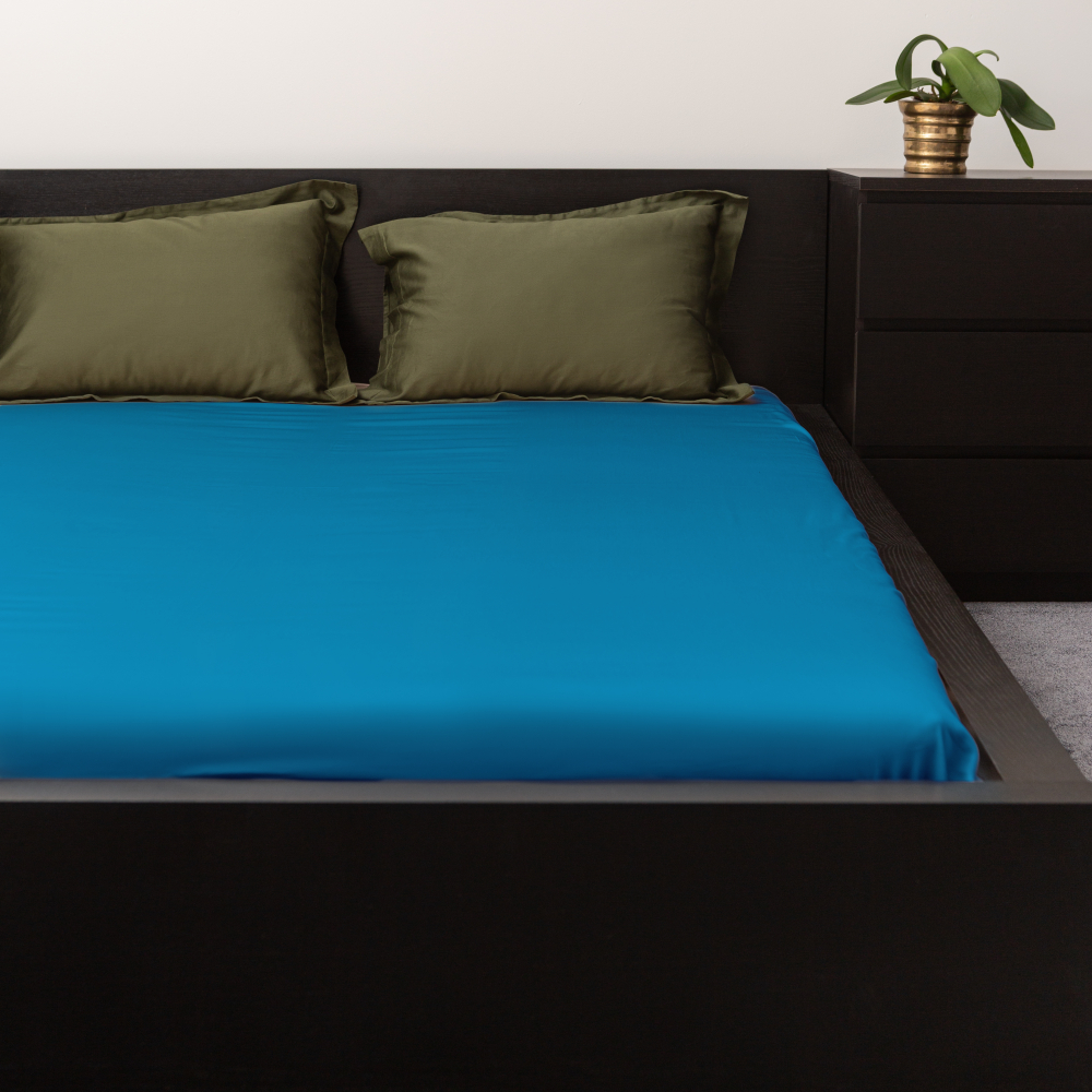 Satin fitted sheet "Turquoise", 90x200 cm, 140x200 cm, 160x200 cm, 180x200 cm
