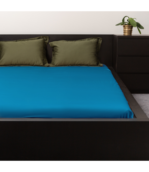 Satin fitted sheet "Turquoise". Fittedsheets