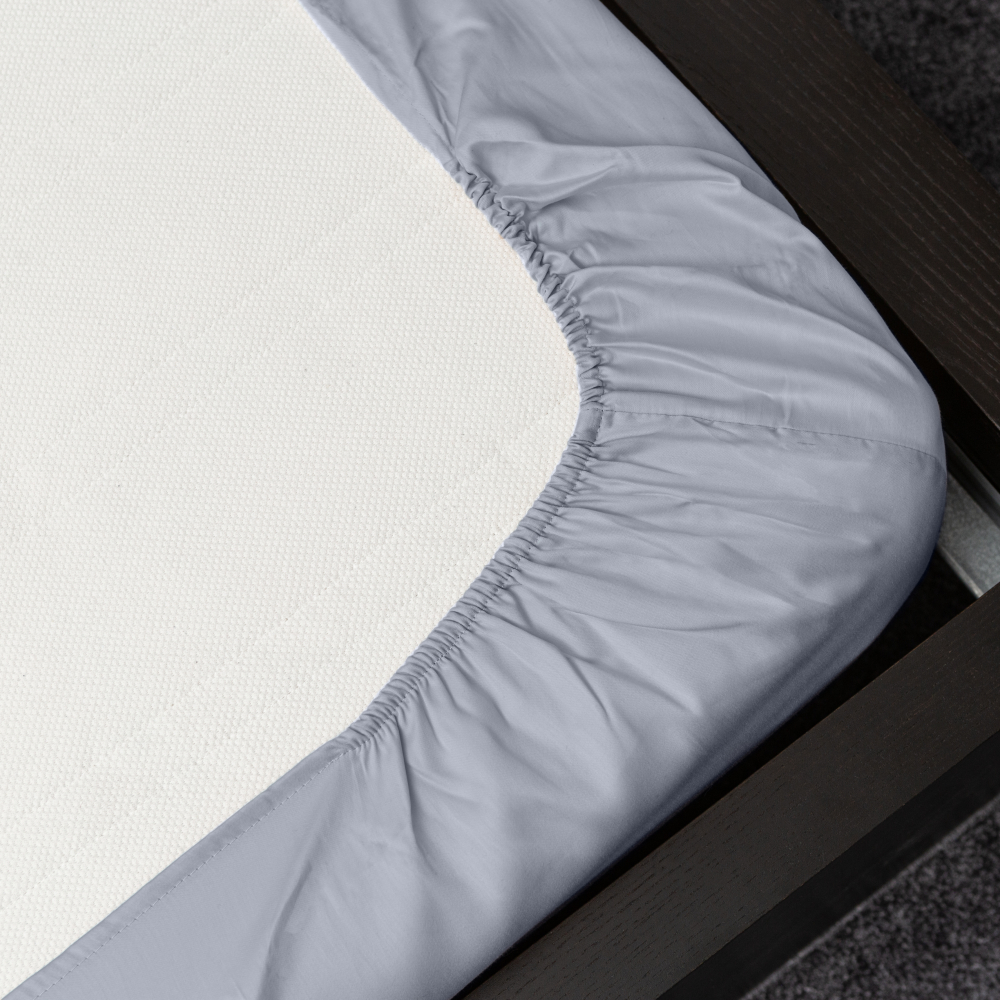 Satin fitted sheet "Classic Grey", 80x200 cm