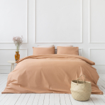Beddgin Set „Classic orange“. Orange bedding sets, 140x200 cm. Warm and minimalist brown duvet set.