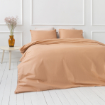 Beddgin Set „Classic orange“. Orange bedding sets, 140x200 cm. Brown bedding set in a natural earthy tone.