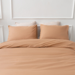 Beddgin Set „Classic orange“. Orange bedding sets, 140x200 cm. Simple and stylish brown bed linen.